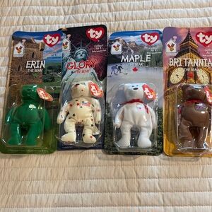 Ty Beanie Babies Erin, Glory, Maple, Britannia Bears